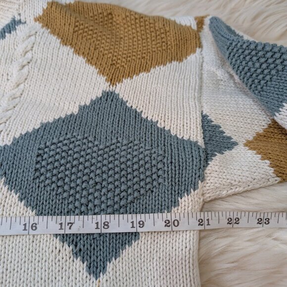 Jaeger Cotton Knit Geometric Made in Great Britain Sweater Size Large - Picture 6 of 11